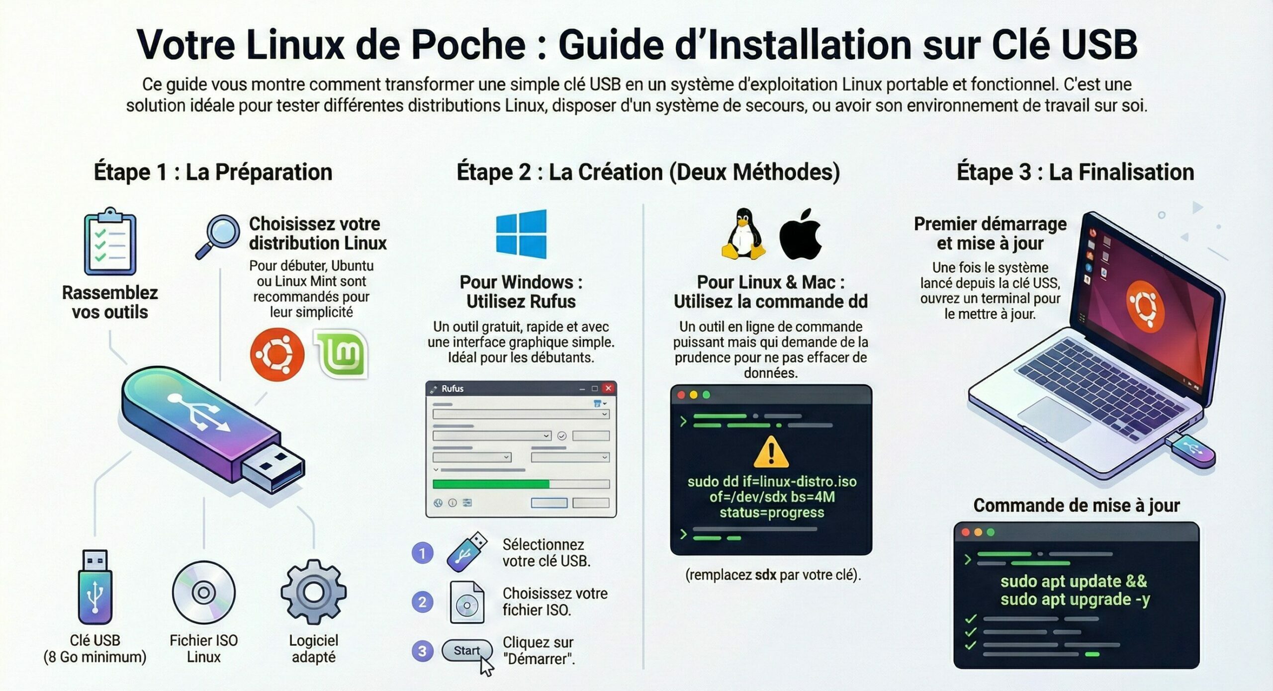 Comment installer Linux sur une clé USB étape par étape